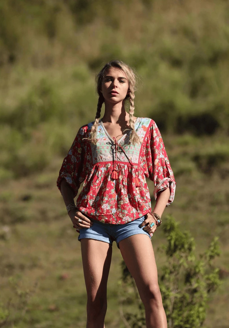 Tulle And Batiste Miriam Boho Blouse - Rococco Red - Preorder Tops 1 Tulle And Batiste Miriam Boho Blouse - Rococco Red - Preorder Tops