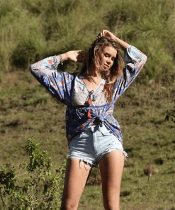 Tulle And Batiste Miriam Boho Blouse - Lapis Lazuli - Preorder Tops