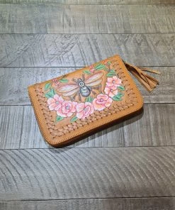 CELESTIAL GYPSY Boho Leather Bumble Bee Wallet - Tan