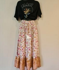 CELESTIAL GYPSY Josie Maxi Skirt - Beige Floral
