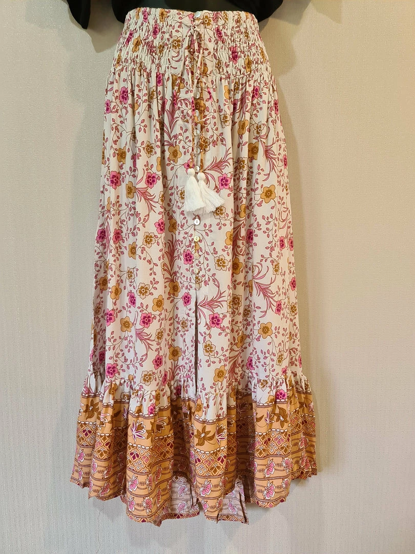 CELESTIAL GYPSY Josie Maxi Skirt - Beige Floral 2 CELESTIAL GYPSY Josie Maxi Skirt - Beige Floral