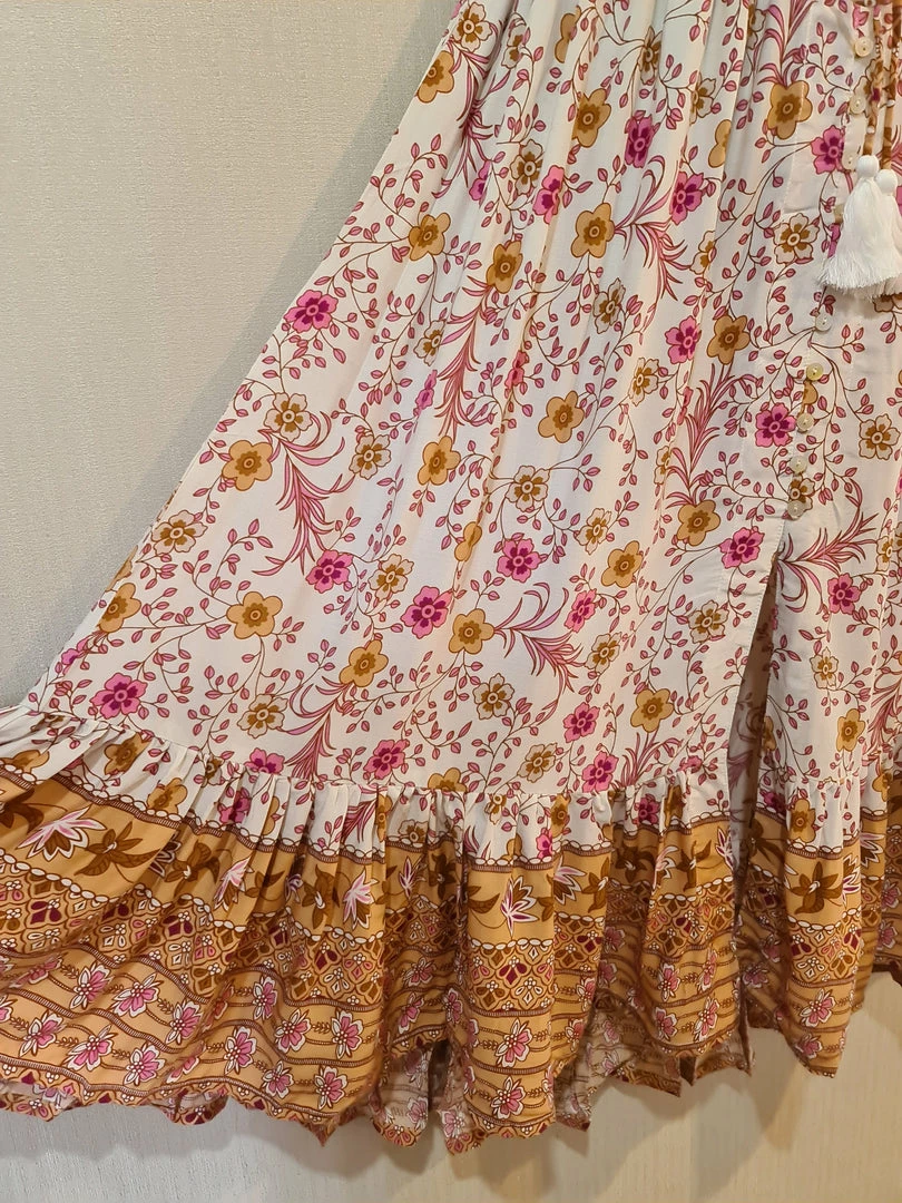 CELESTIAL GYPSY Josie Maxi Skirt - Beige Floral 4 CELESTIAL GYPSY Josie Maxi Skirt - Beige Floral