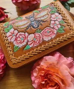 CELESTIAL GYPSY Boho Leather Bumble Bee Wallet - Tan