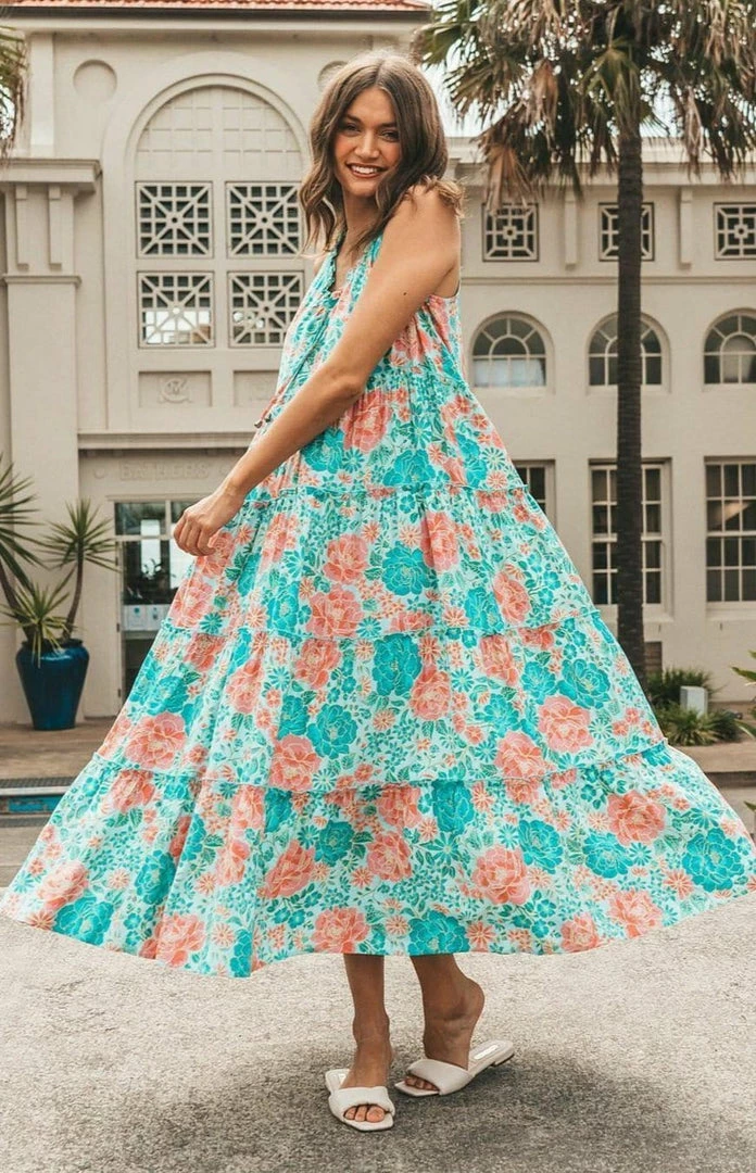 LABEL OF LOVE Ariel Maxi Dress - Mint Floral 1 LABEL OF LOVE Ariel Maxi Dress - Mint Floral