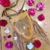 CELESTIAL GYPSY Boho Leather Owl Cross Body Bag - Tan