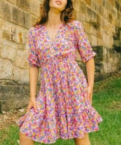 LABEL OF LOVE Ziggy Dress - Rainbow Floral