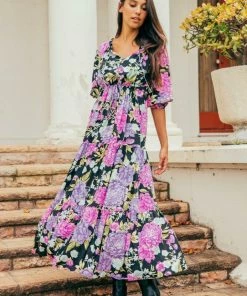 White Closet Tarni Maxi Dress - Purple Floral Dresses
