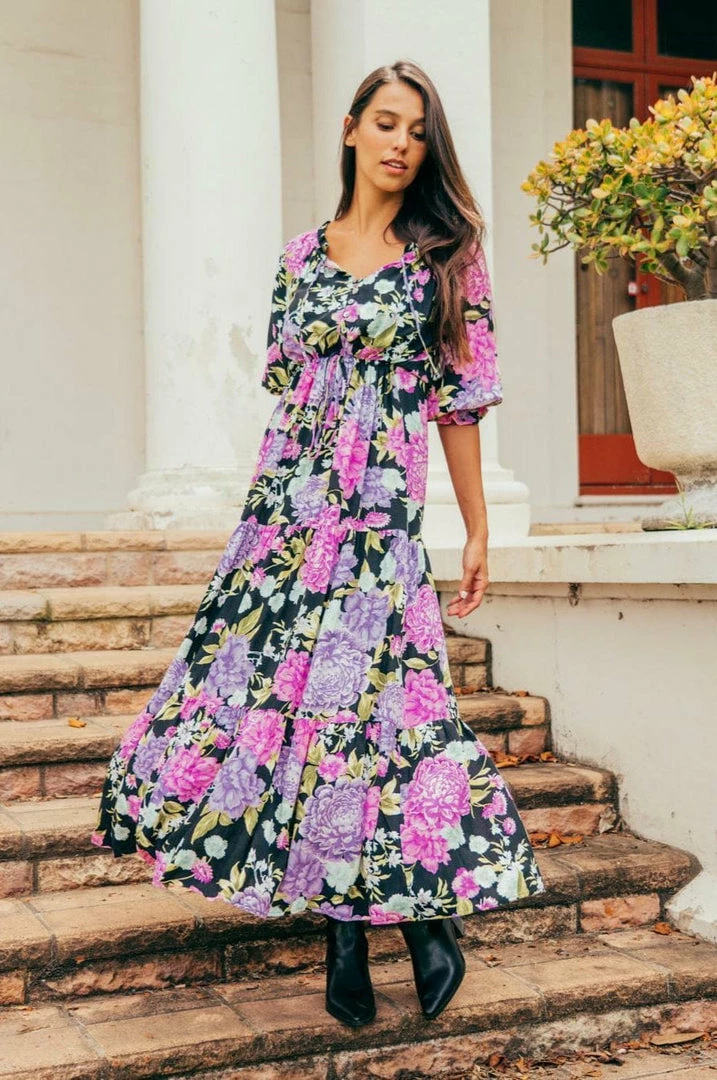 White Closet Tarni Maxi Dress - Purple Floral Dresses 1 White Closet Tarni Maxi Dress - Purple Floral Dresses