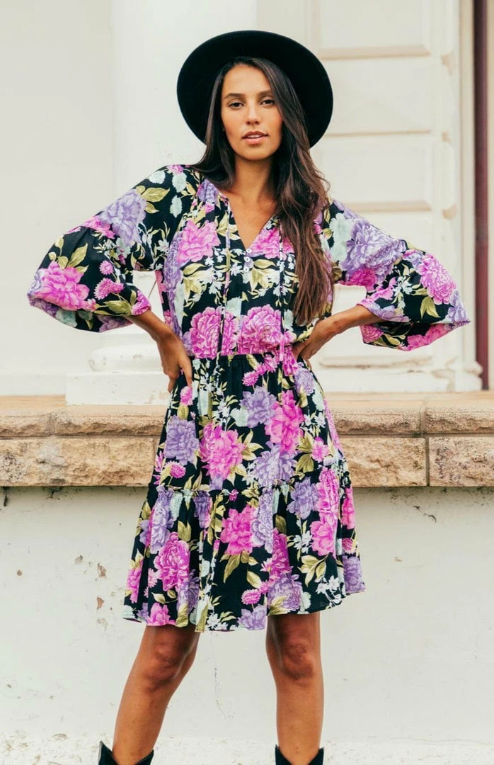 WHITE CLOSET Dresses Tarni Mini Dress - Purple Floral 1 WHITE CLOSET Dresses Tarni Mini Dress - Purple Floral