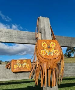 CELESTIAL GYPSY Boho Leather Butterfly Cross Body Bag