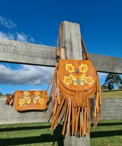 CELESTIAL GYPSY Boho Leather Butterfly Cross Body Bag