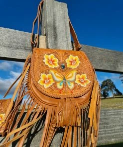 CELESTIAL GYPSY Boho Leather Butterfly Cross Body Bag
