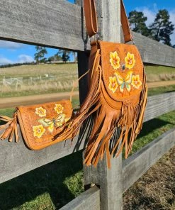 CELESTIAL GYPSY Boho Leather Butterfly Cross Body Bag