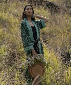 Tulle And Batiste Kimono | Duster Abeke Robe - Emerald - Preorder