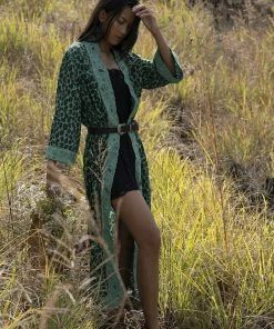 Tulle And Batiste Kimono | Duster Abeke Robe - Emerald - Preorder