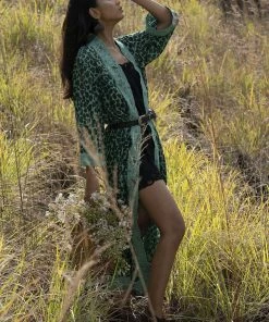 Tulle And Batiste Kimono | Duster Abeke Robe - Emerald - Preorder