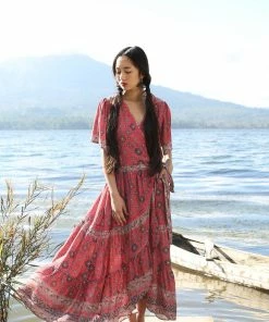 Tulle And Batiste Dresses Amira Wrap Dress - Scarlet - Preorder