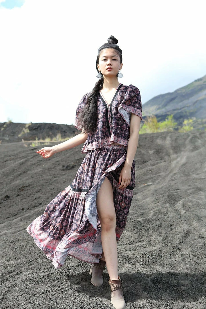 Gypsy And Wolf Amira Wrap Skirt - Moonless Night - Preorder Maxi Skirts 2 Gypsy And Wolf Amira Wrap Skirt - Moonless Night - Preorder Maxi Skirts