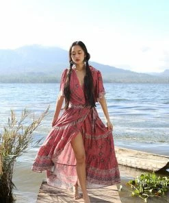 Tulle And Batiste Dresses Amira Wrap Dress - Scarlet - Preorder