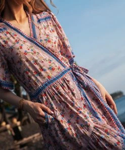 Tulle And Batiste Brenda Wrap Maxi Dress - Dawn Pink - Preorder Dresses