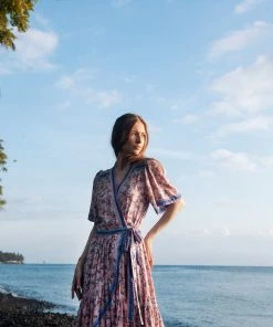 Tulle And Batiste Brenda Wrap Maxi Dress - Dawn Pink - Preorder Dresses