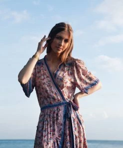 Tulle And Batiste Brenda Wrap Maxi Dress - Dawn Pink - Preorder Dresses