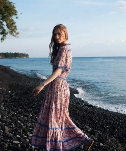 Tulle And Batiste Brenda Wrap Maxi Dress - Dawn Pink - Preorder Dresses