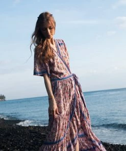 Tulle And Batiste Brenda Wrap Maxi Dress - Dawn Pink - Preorder Dresses