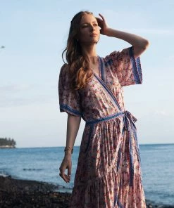 Tulle And Batiste Brenda Wrap Maxi Dress - Dawn Pink - Preorder Dresses