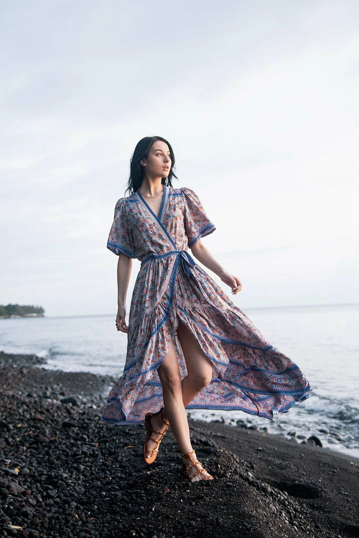 Tulle And Batiste Brenda Wrap Maxi Dress - Lavender Grey - Preorder 10 Tulle And Batiste Brenda Wrap Maxi Dress - Lavender Grey - Preorder