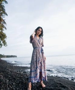 Tulle And Batiste Brenda Wrap Maxi Dress - Lavender Grey - Preorder