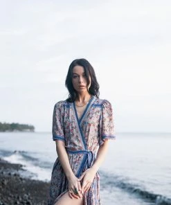 Tulle And Batiste Brenda Wrap Maxi Dress - Lavender Grey - Preorder