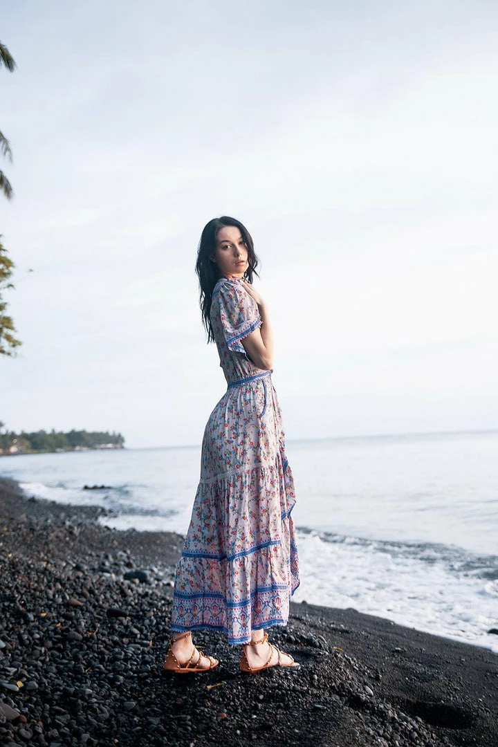 Tulle And Batiste Brenda Wrap Maxi Dress - Lavender Grey - Preorder 3 Tulle And Batiste Brenda Wrap Maxi Dress - Lavender Grey - Preorder