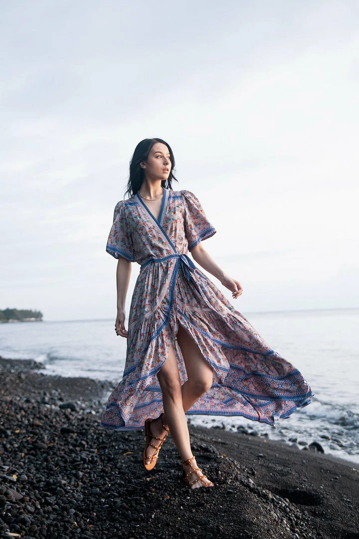 Tulle And Batiste Brenda Wrap Maxi Dress - Lavender Grey - Preorder 4 Tulle And Batiste Brenda Wrap Maxi Dress - Lavender Grey - Preorder