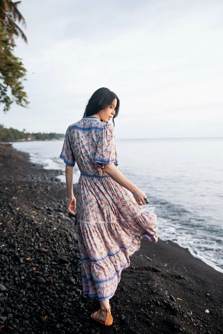 Tulle And Batiste Brenda Wrap Maxi Dress - Lavender Grey - Preorder 6 Tulle And Batiste Brenda Wrap Maxi Dress - Lavender Grey - Preorder