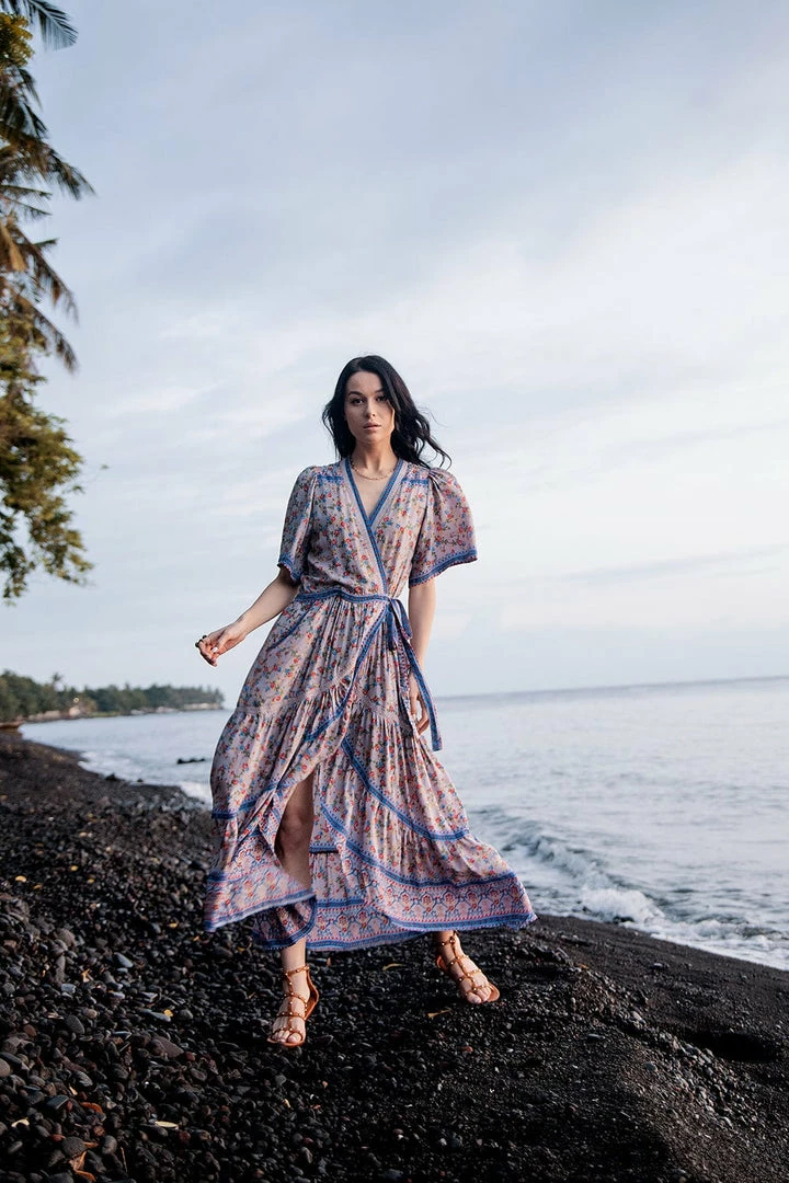 Tulle And Batiste Brenda Wrap Maxi Dress - Lavender Grey - Preorder 9 Tulle And Batiste Brenda Wrap Maxi Dress - Lavender Grey - Preorder