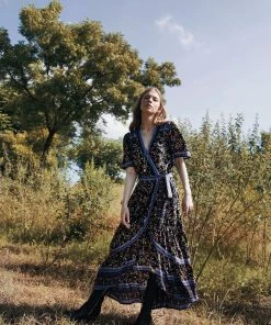 Tulle And Batiste Dresses Brenda Wrap Maxi Dress - Moonless Night - Preorder