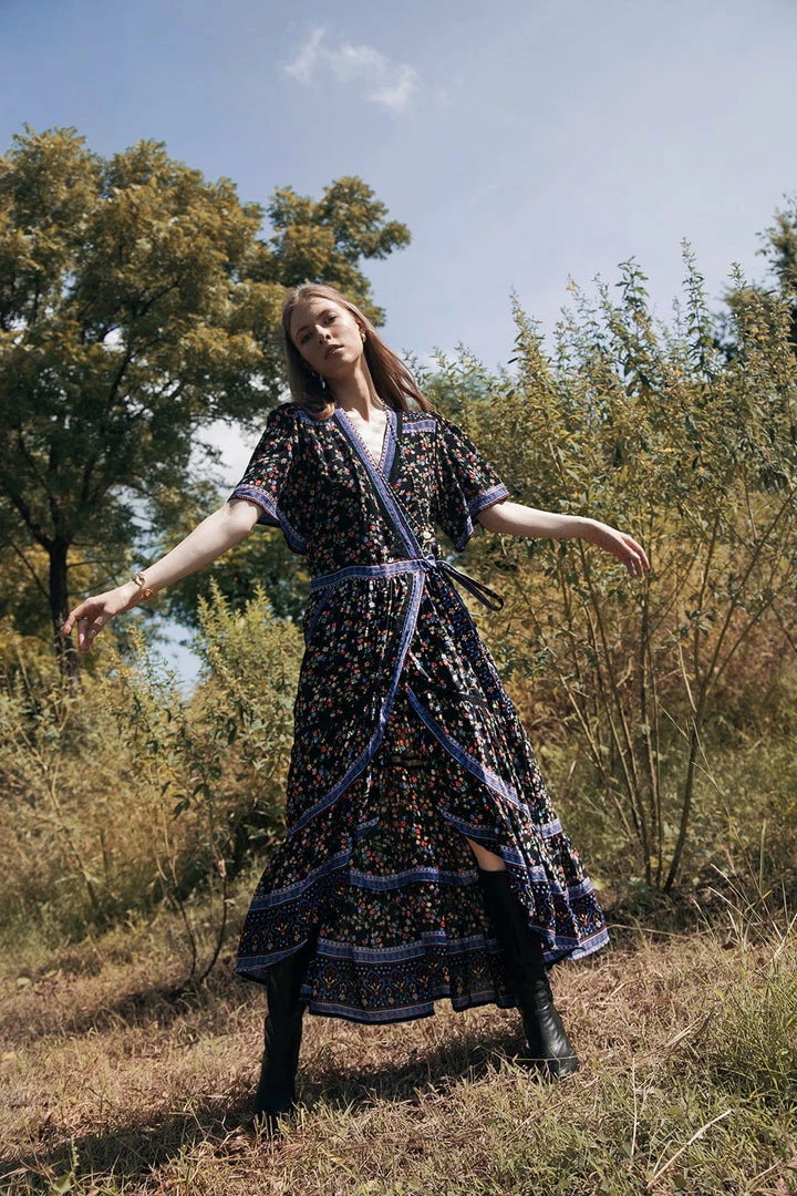 Tulle And Batiste Dresses Brenda Wrap Maxi Dress - Moonless Night - Preorder 10 Tulle And Batiste Dresses Brenda Wrap Maxi Dress - Moonless Night - Preorder