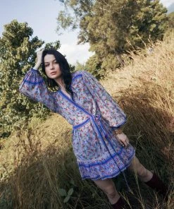 Tulle And Batiste Dresses Brenda Wrap Mini Dress - Lavender Grey - Preorder