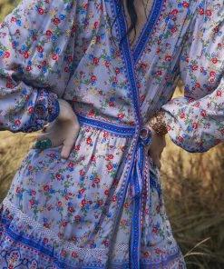 Tulle And Batiste Dresses Brenda Wrap Mini Dress - Lavender Grey - Preorder