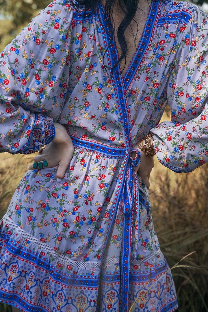 Tulle And Batiste Dresses Brenda Wrap Mini Dress - Lavender Grey - Preorder 2 Tulle And Batiste Dresses Brenda Wrap Mini Dress - Lavender Grey - Preorder