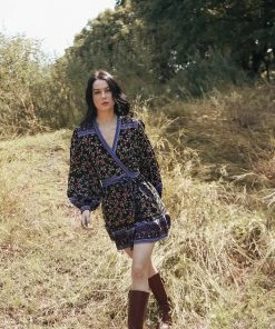 Tulle And Batiste Dresses Brenda Wrap Mini Dress - Moonless Night - Preorder