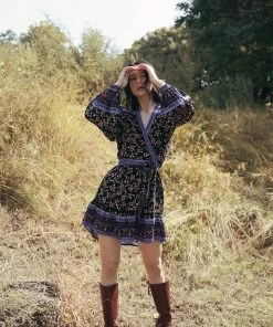 Tulle And Batiste Dresses Brenda Wrap Mini Dress - Moonless Night - Preorder