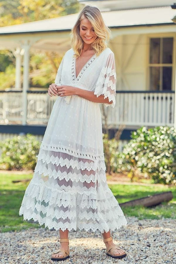 Jaase Bungalow Maxi Dress - White Embroidered 2 Jaase Bungalow Maxi Dress - White Embroidered