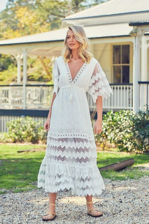 Jaase Bungalow Maxi Dress - White Embroidered 6 Jaase Bungalow Maxi Dress - White Embroidered