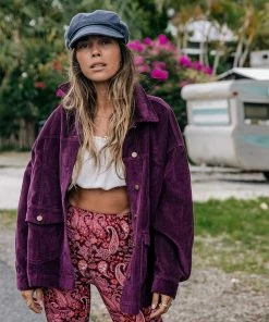 We The Wild Collective Jackets & Coats Jumbo Whale Cord Jacket - Plum