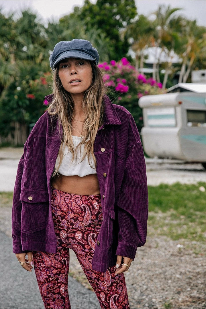 We The Wild Collective Jackets & Coats Jumbo Whale Cord Jacket - Plum 1 We The Wild Collective Jackets & Coats Jumbo Whale Cord Jacket - Plum