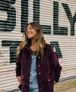 We The Wild Collective Jackets & Coats Jumbo Whale Cord Jacket - Plum 12 We The Wild Collective Jackets & Coats Jumbo Whale Cord Jacket - Plum