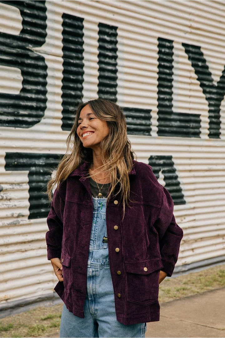 We The Wild Collective Jackets & Coats Jumbo Whale Cord Jacket - Plum 4 We The Wild Collective Jackets & Coats Jumbo Whale Cord Jacket - Plum