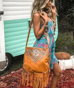 MAHIYA Boho Leather Dusky Bag - Tan